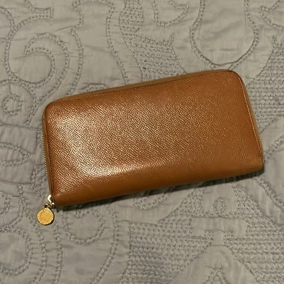 Bvlgari Light Brown Pebble Grain Leather Long Zipper Wallet
